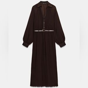 Zara Pleated Belted Dress